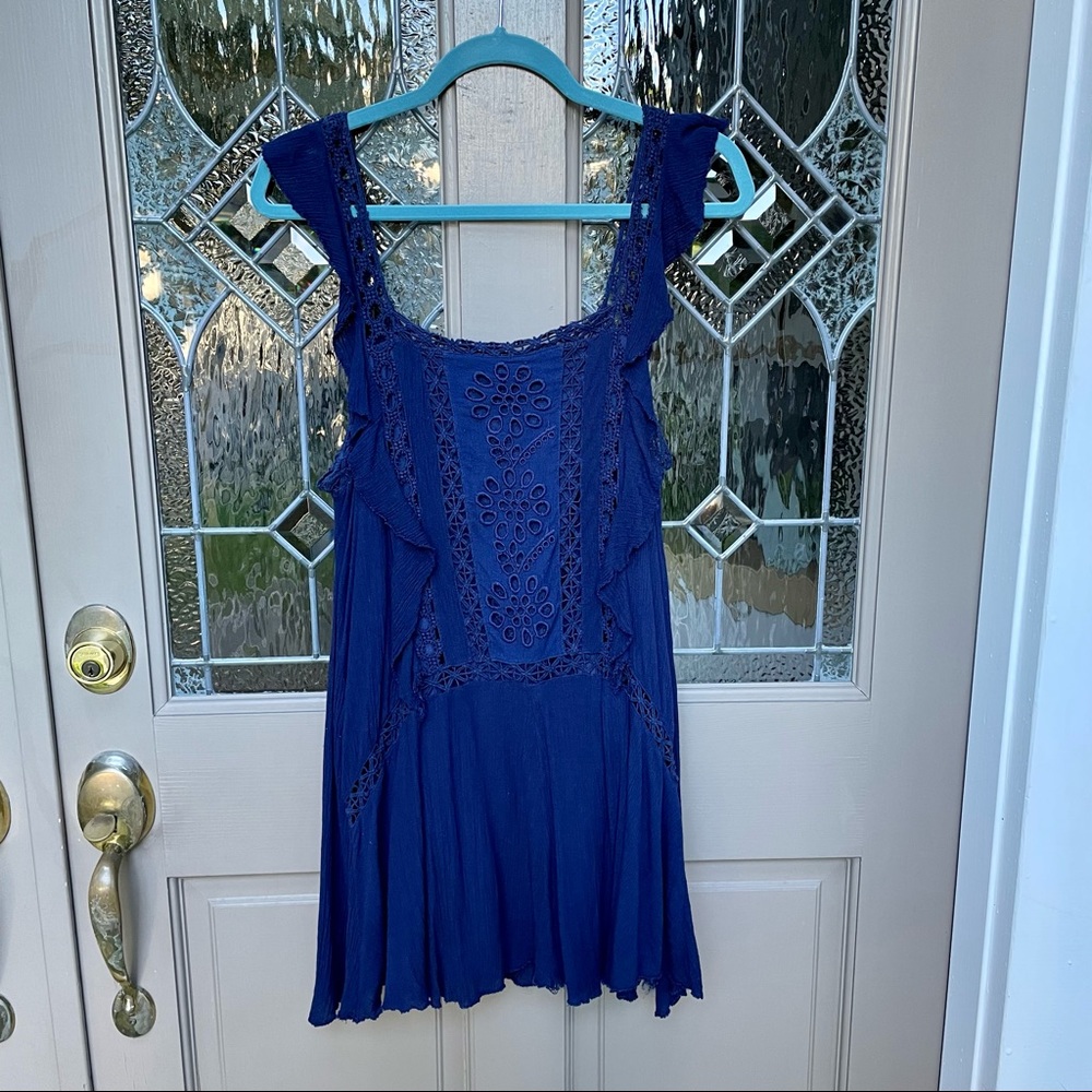 Navy Eyelet Free People Shift Dress